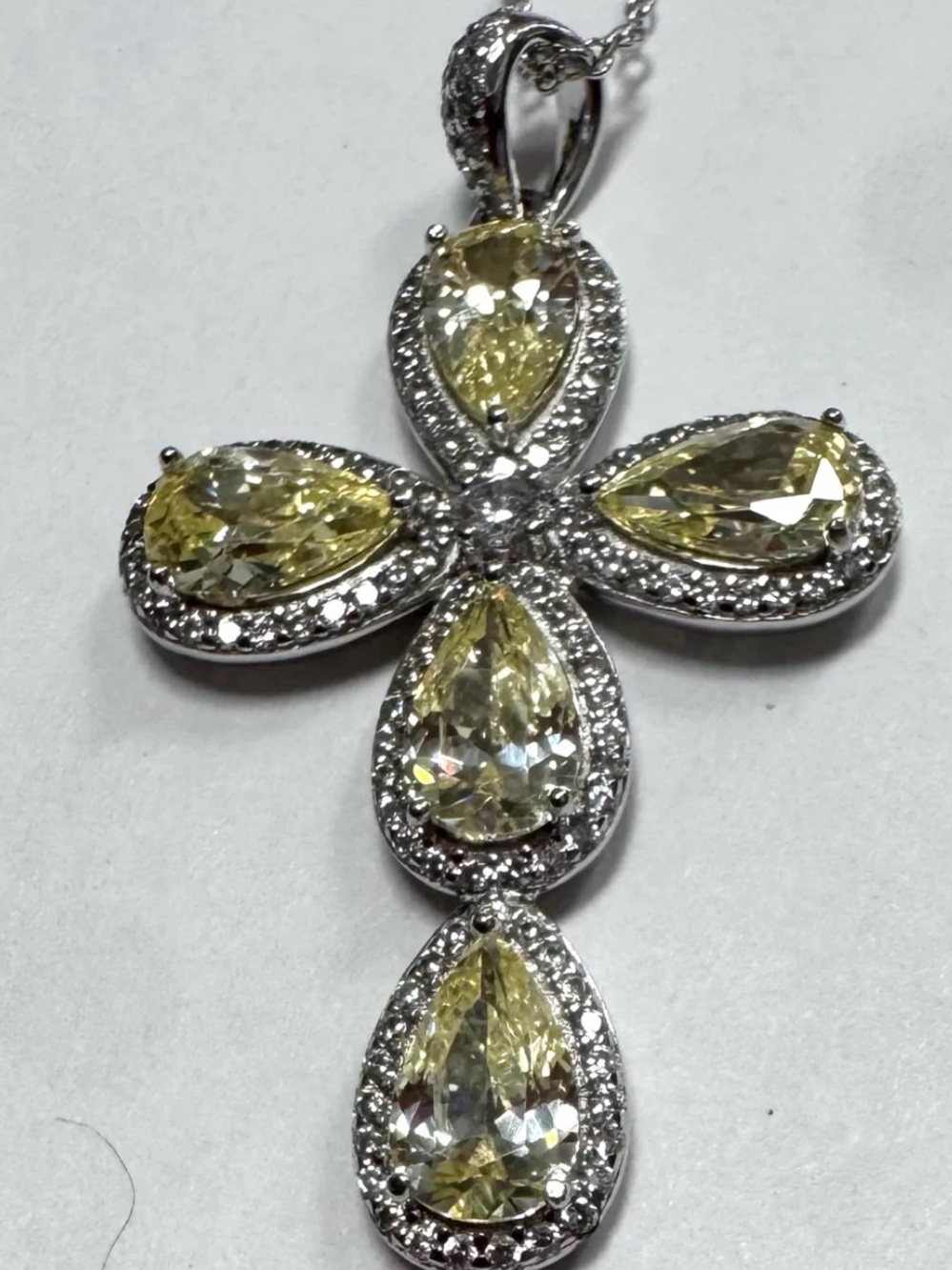Sterling Silver CZ Pendant & Cross Necklace New JTV
